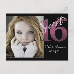 Sweet 16 Roze Waterverf en Faux Glitter Party Briefkaart