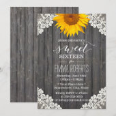  Sweet 16 Rustic Sunflower Laced Barn Wood Kaart (Voorkant / Achterkant)