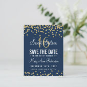 Sweet 16 "Save Date" Gold Glitter Confetti Navy Save The Date (Staand voorkant)