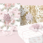 Sweet 16 Script Elegant Goud Glitter Pioen Bloemen Inpakpapier Vel