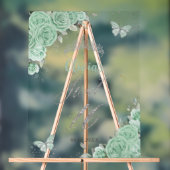Sweet 16 Seize Mint Vert Floral Argent Bienvenue (Neutre)