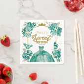 Sweet 16 servetten vlinder smaragd groene jurk (Insitu)