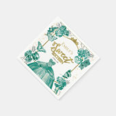 Sweet 16 servetten vlinder smaragd groene jurk (Hoek)