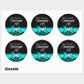 Sweet 16 Seteen Aqua Black Zebra Custom Sticker (Feuille)