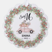 Sweet 16 Signature Script Car Pink Greenery Ornament Kaart (Achterkant)