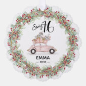 Sweet 16 Signature Script Car Pink Greenery Ornament Kaart (Voorkant)