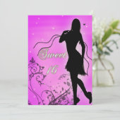 Sweet 16 Silhouette Birthday Kaart (Staand voorkant)