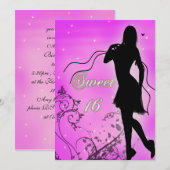 Sweet 16 Silhouette Birthday Kaart (Voorkant / Achterkant)