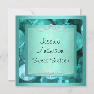 Sweet 16 Silver Blauwgroen Bubbles Metaal Lijst Pa Kaart