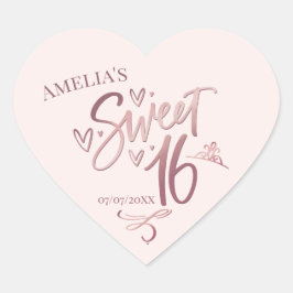 Sweet 16 Sixteen rose gold Hart Sticker