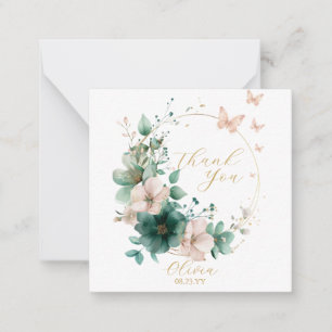 Sweet 16 Smaragd Groene Bloemen Dank u Kaarten Notitiekaartje