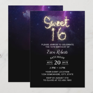 Sweet 16 Sparkler Summer Stars Birthday Party Kaart