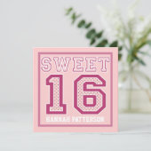Sweet 16 Sporty Girl Jersey Uniform Pink Dot Party Kaart (Staand voorkant)