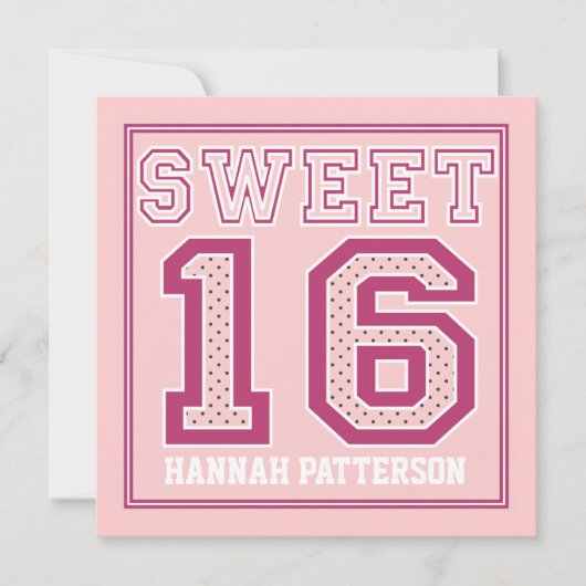 Sweet 16 Sporty Girl Jersey Uniform Pink Dot Party Kaart (Voorkant)