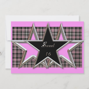 Sweet 16 Star Party Invitation Kaart