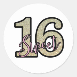 Sweet 16 sticker/seal classic rond ronde sticker