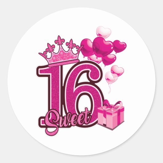 Sweet 16 Stickers Blanc Anniversaire (Devant)