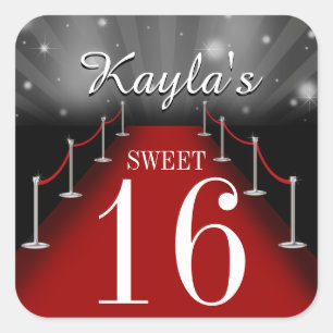 Sweet 16 Stickers Fête Rouge Glamour Favor