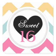 Sweet 16 Stickers: Spring Pastel Chevron Print