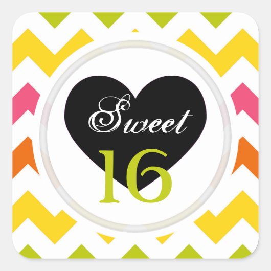Sweet 16 Stickers : Summer Pastel Chevron Imprimer (Devant)