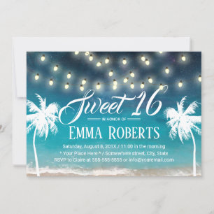 Sweet 16 String Lights Summer Beach Palm Trees Kaart