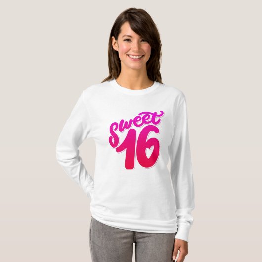 Sweet 16 T-shirt manches d'anniversaire (Devant entier)