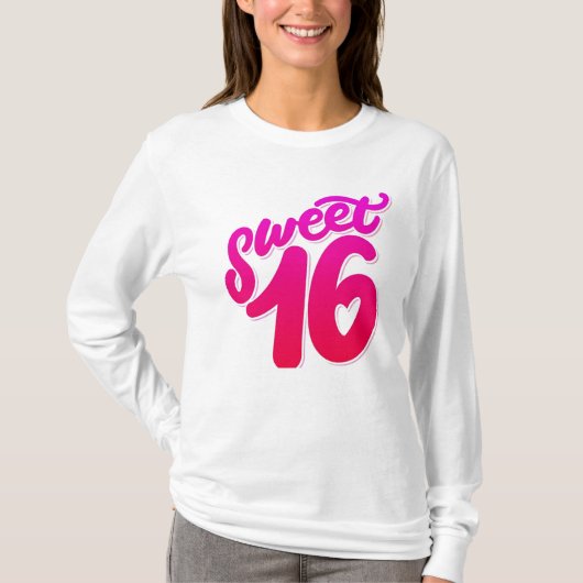 Sweet 16 T-shirt manches d'anniversaire (Devant)