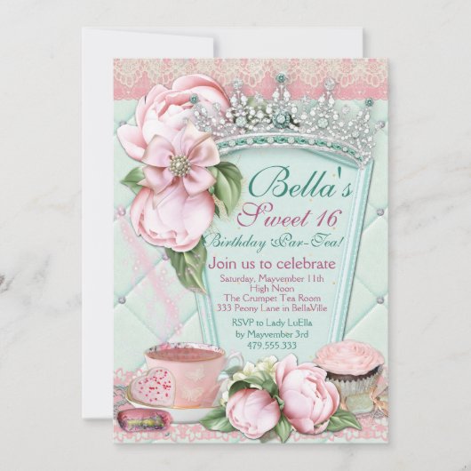 Sweet 16 Tea Party Invitation (Devant)
