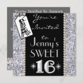 SWEET 16 Theme Paris Bling Party Invitation Kaart (Voorkant / Achterkant)