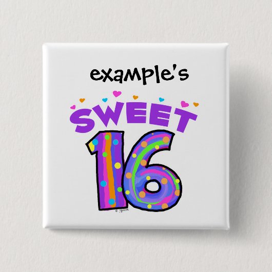 Sweet 16-toets - creëer uw eigen knop vierkante button 5,1 cm (Voorkant)