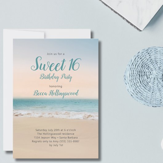 Sweet 16 Tropical Beach Theme Party Invitation