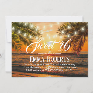 Sweet 16 Tropical Sunset Beach String Lights Kaart