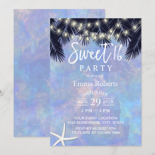 Sweet 16 Tropische palmboom Elegant Waterverf Kaart