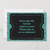 Sweet 16 Turquoise Blue Sparkle Ticket Kaart (Achterkant)
