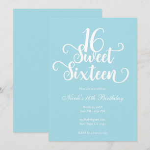 Sweet 16 Turquoise & Witte Chique Verjaardagsfeest Kaart