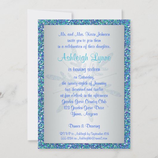 Sweet 16 Uitnodiging | AFGEDRUKTE BOW | Snowflake  (Achterkant)