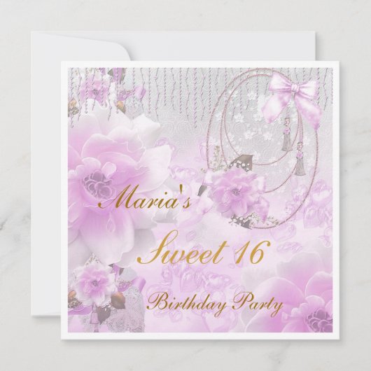 Sweet 16 uitnodiging op zaterdag (Voorkant)