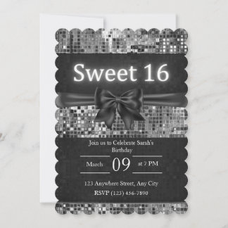 Sweet 16 Uitnodiging - Zwart en Zilveren Boog