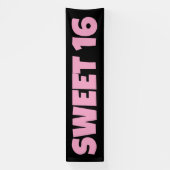 SWEET 16 VERJAARDAG BANNER ROZE (Verticaal)