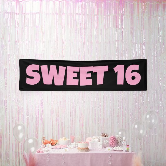 SWEET 16 VERJAARDAG BANNER ROZE (Feest)