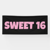 SWEET 16 VERJAARDAG BANNER ROZE (Horizontaal)
