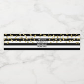 Sweet 16 Verjaardag Goud Confetti Zwart Strepen Waterfles Etiket (Enkel label)