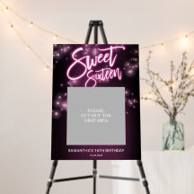 Sweet 16 Verjaardag Heet Roze Neon Glow Donkere Fe