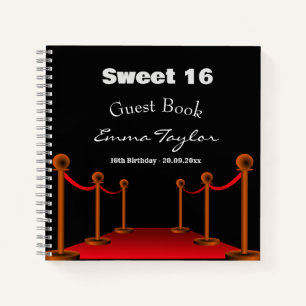 Sweet 16 Verjaardag Hollywood Rood & Zwart Gastenb Notitieboek