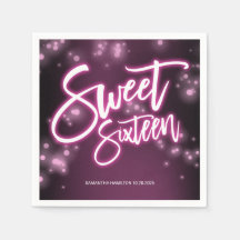 Sweet 16 Verjaardag Hot Pink Neon Glow Effect Part