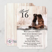 Sweet 16 Verjaardag Inviteboots country rustiek we Kaart (Voorkant / Achterkant)