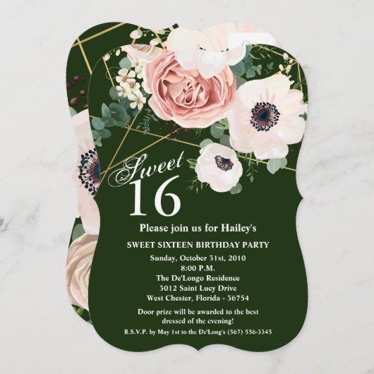 Sweet 16 Verjaardag Nodig Geometrische Tuinjager u Kaart (Voorkant / Achterkant)