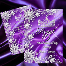 Sweet 16 Verjaardag Paars Zilver Winter Wonderland