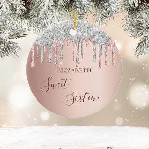 Sweet 16 verjaardag roze goud roze keramisch ornament