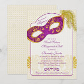 Sweet 16 Verjaardag Uitnodiging | gemaskerde bal (Voorkant / Achterkant)